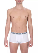 Bikkembergs White Cotton Men's Trunk Underwear Twin Pack