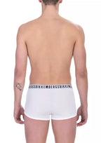 Bikkembergs White Cotton Men's Trunk Underwear Twin Pack