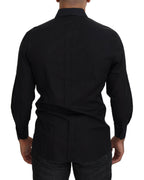 Dolce & Gabbana Black GOLD Cotton Collared Long Sleeve Shirt