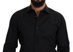 Dolce & Gabbana Black GOLD Cotton Collared Long Sleeve Shirt