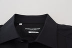 Dolce & Gabbana Black GOLD Cotton Collared Long Sleeve Shirt