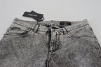 Dolce & Gabbana Grey Washed Cotton Slim Fit Men Denim Jeans
