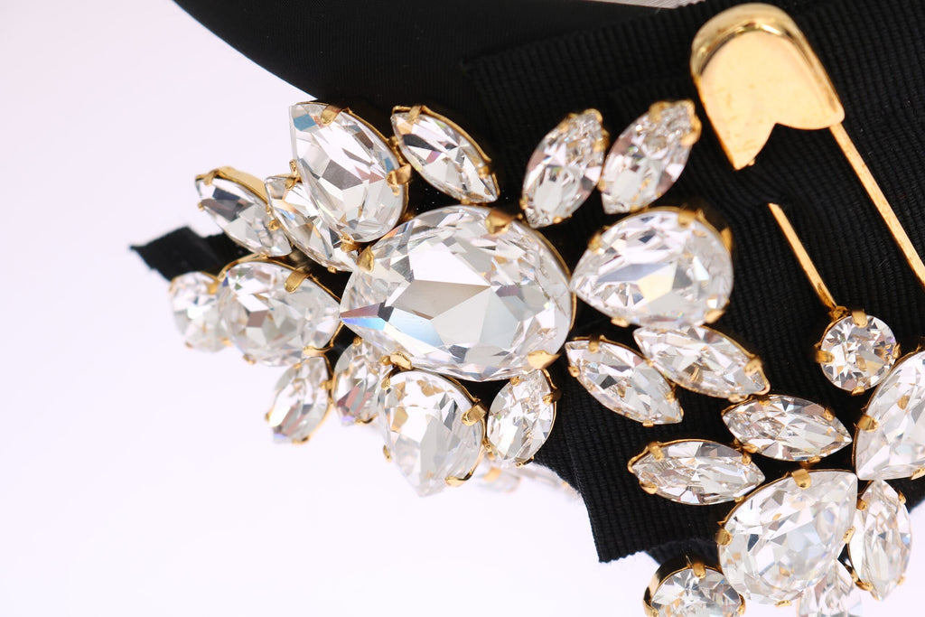 Dolce & Gabbana Black Crystal White Hair Parrucchiera Headband Diadem - Maison Luxe