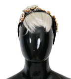 Dolce & Gabbana Black Crystal White Hair Parrucchiera Headband Diadem - Maison Luxe
