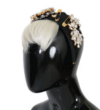 Dolce & Gabbana Black Crystal White Hair Parrucchiera Headband Diadem - Maison Luxe