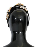 Dolce & Gabbana Black Crystal White Hair Parrucchiera Headband Diadem - Maison Luxe