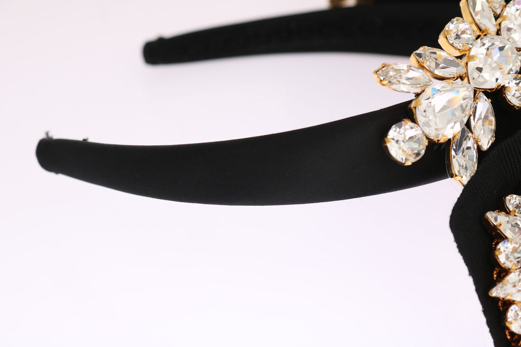 Dolce & Gabbana Black Crystal White Hair Parrucchiera Headband Diadem - Maison Luxe