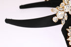 Dolce & Gabbana Black Crystal White Hair Parrucchiera Headband Diadem - Maison Luxe