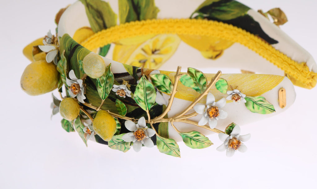 Dolce & Gabbana Yellow Lemons Sicily Crystal Diadem Tiara Headband - Maison Luxe