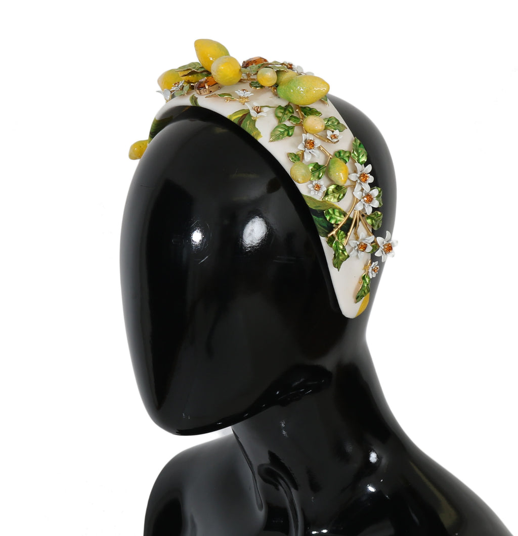 Dolce & Gabbana Yellow Lemons Sicily Crystal Diadem Tiara Headband - Maison Luxe