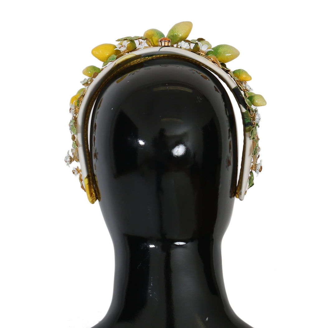 Dolce & Gabbana Yellow Lemons Sicily Crystal Diadem Tiara Headband - Maison Luxe