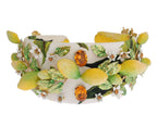 Dolce & Gabbana Yellow Lemons Sicily Crystal Diadem Tiara Headband - Maison Luxe