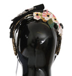 Dolce & Gabbana Multicolor Tiara Floral Crystal Bow Diadem Headband - Maison Luxe