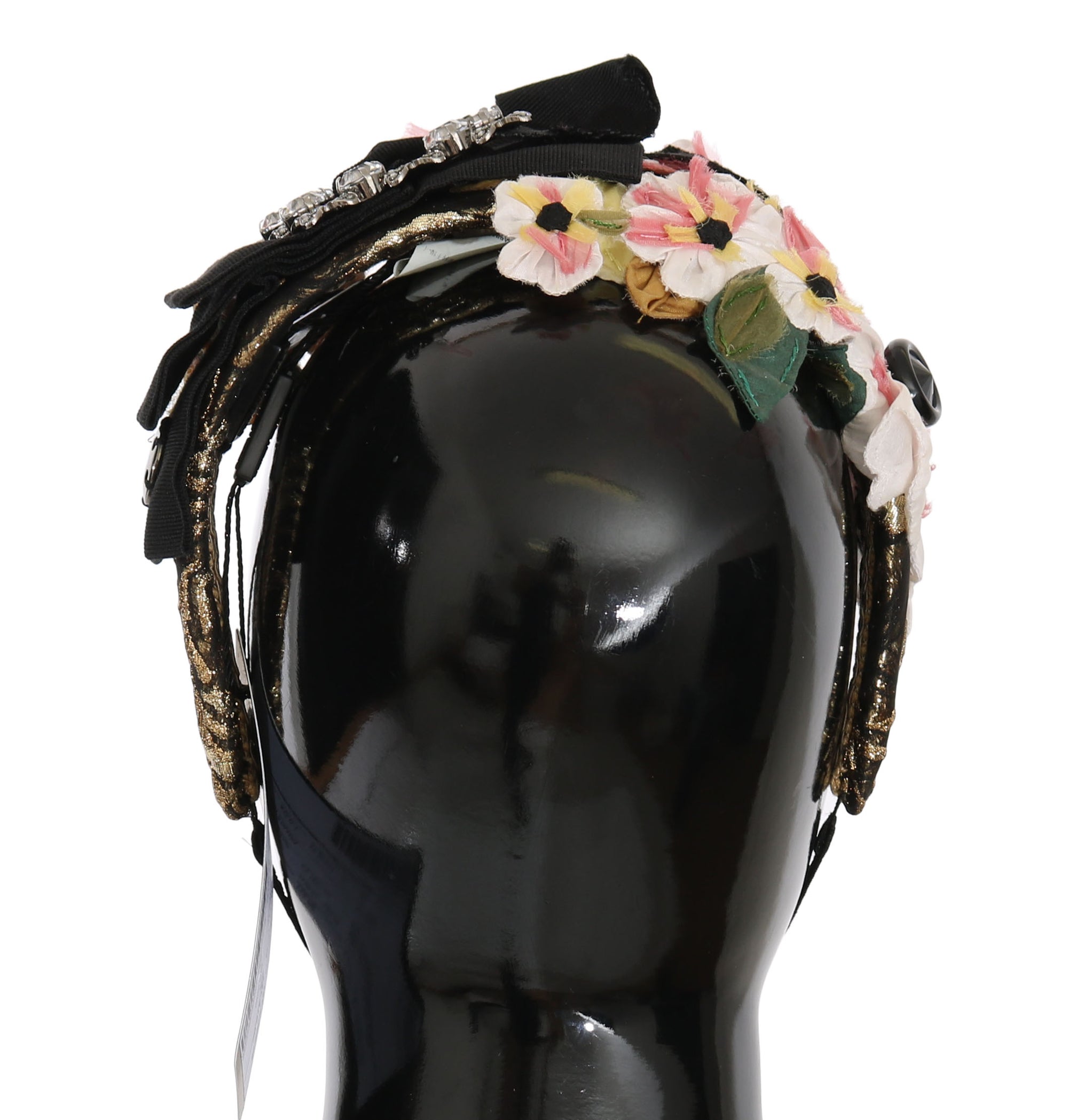 Dolce & Gabbana Multicolor Tiara Floral Crystal Bow Diadem Headband - Maison Luxe
