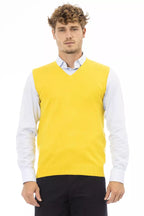 Alpha Studio Yellow Viscose Men Jacket