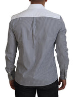 Dolce & Gabbana Gray White Striped Slim Fit Shirt