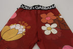 Dolce & Gabbana Red Floral Leggings Stretch Waist Pants