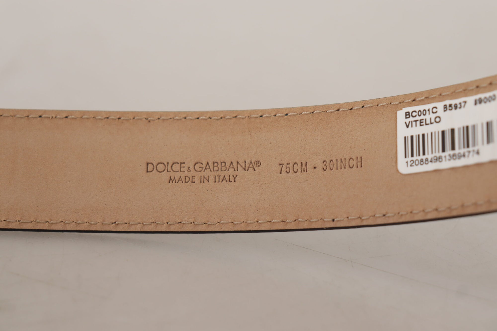 Dolce & Gabbana Black Calf Leather Brown Backend Metal Buckle Belt - Maison Luxe