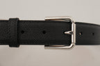 Dolce & Gabbana Black Calf Leather Brown Backend Metal Buckle Belt - Maison Luxe