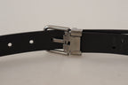 Dolce & Gabbana Black Calf Leather Perforated Metal Buckle Belt - Maison Luxe