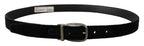 Dolce & Gabbana Black Velvet Classic Logo Engraved Metal Belt - Maison Luxe