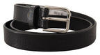 Dolce & Gabbana Black Calf Leather Silver Tone Logo Metal Buckle Belt - Maison Luxe