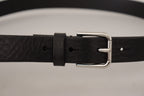 Dolce & Gabbana Black Calf Leather Silver Tone Logo Metal Buckle Belt - Maison Luxe