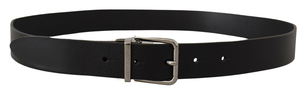 Dolce & Gabbana Black Casual Calf Leather Logo Metal Buckle Belt - Maison Luxe