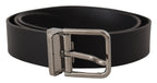 Dolce & Gabbana Black Casual Calf Leather Logo Metal Buckle Belt - Maison Luxe
