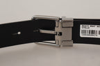 Dolce & Gabbana Black Casual Calf Leather Logo Metal Buckle Belt - Maison Luxe