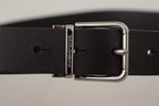Dolce & Gabbana Black Casual Calf Leather Logo Metal Buckle Belt - Maison Luxe