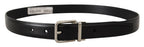 Dolce & Gabbana Black Calf Leather Logo Engraved Metal Buckle Belt - Maison Luxe