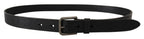 Dolce & Gabbana Black Calf Leather Logo Engraved Metal Buckle Belt - Maison Luxe