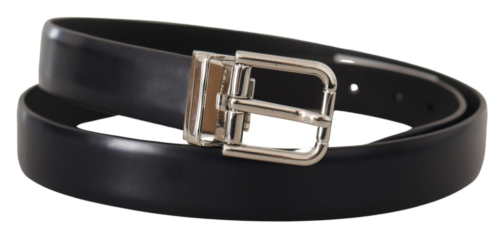 Dolce & Gabbana Black Calf Leather Classic Logo Metal Buckle Belt - Maison Luxe