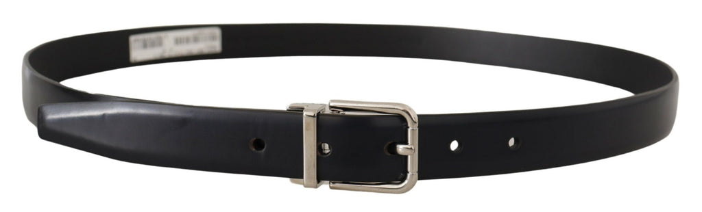 Dolce & Gabbana Black Calf Leather Classic Logo Metal Buckle Belt - Maison Luxe