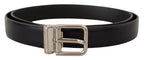 Dolce & Gabbana Black Calf Leather Classic Logo Metal Buckle Belt - Maison Luxe