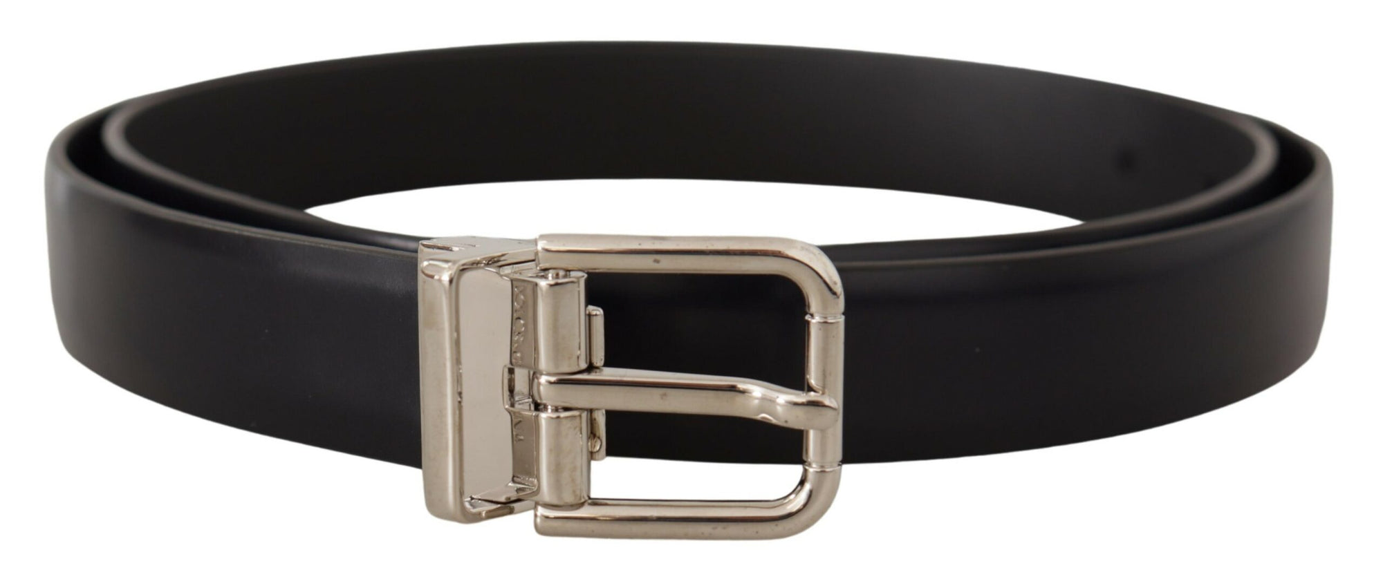 Dolce & Gabbana Black Calf Leather Classic Logo Metal Buckle Belt - Maison Luxe