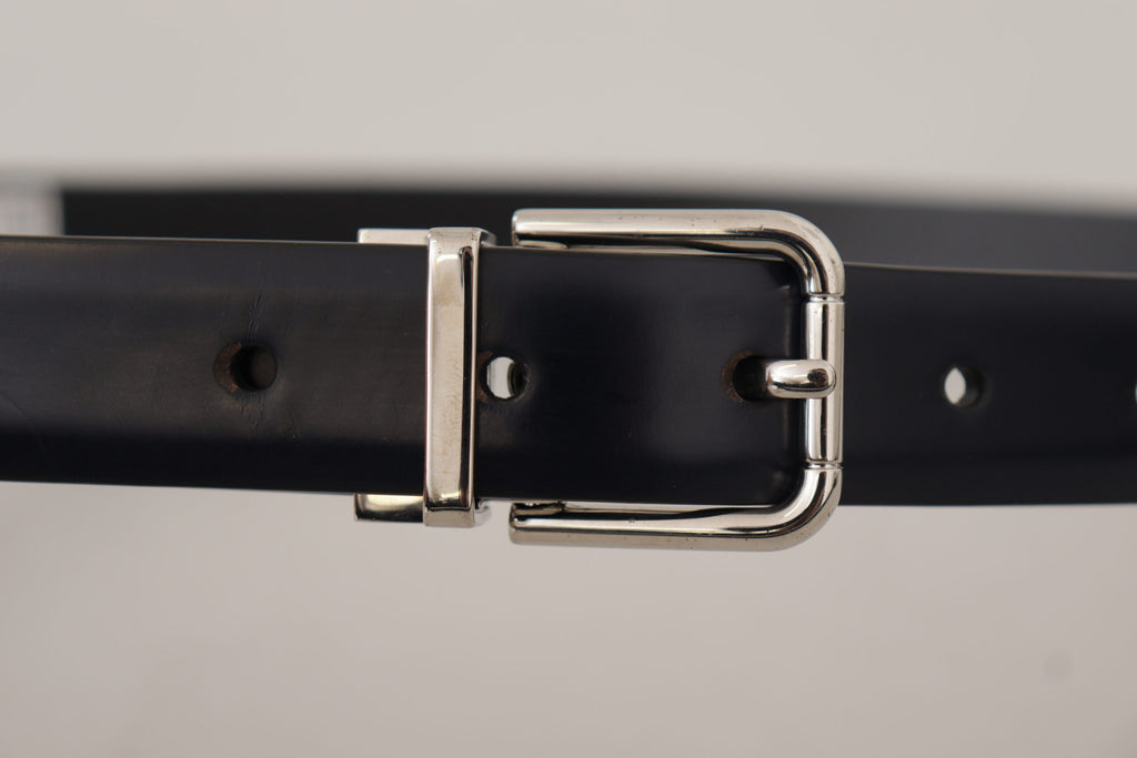 Dolce & Gabbana Black Calf Leather Classic Logo Metal Buckle Belt - Maison Luxe