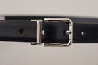 Dolce & Gabbana Black Calf Leather Classic Logo Metal Buckle Belt - Maison Luxe