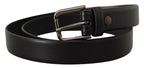 Dolce & Gabbana Black Calf Leather Classic Logo Metal Buckle Belt - Maison Luxe