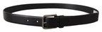 Dolce & Gabbana Black Calf Leather Classic Logo Metal Buckle Belt - Maison Luxe