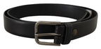 Dolce & Gabbana Black Calf Leather Classic Logo Metal Buckle Belt - Maison Luxe