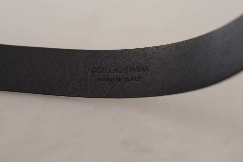Dolce & Gabbana Black Calf Leather Classic Logo Metal Buckle Belt - Maison Luxe