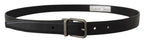 Dolce & Gabbana Black Plain Leather Vintage Logo Metal Buckle Belt - Maison Luxe