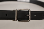 Dolce & Gabbana Black Plain Leather Vintage Logo Metal Buckle Belt - Maison Luxe