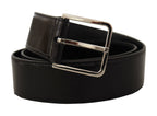 Dolce & Gabbana Black Calf Leather Logo Engraved Metal Buckle Belt - Maison Luxe