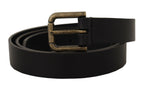 Dolce & Gabbana Black Calf Leather Logo Brass Metal Buckle Belt - Maison Luxe