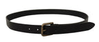 Dolce & Gabbana Black Calf Leather Logo Brass Metal Buckle Belt - Maison Luxe