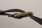 Dolce & Gabbana Black Calf Leather Logo Brass Metal Buckle Belt - Maison Luxe