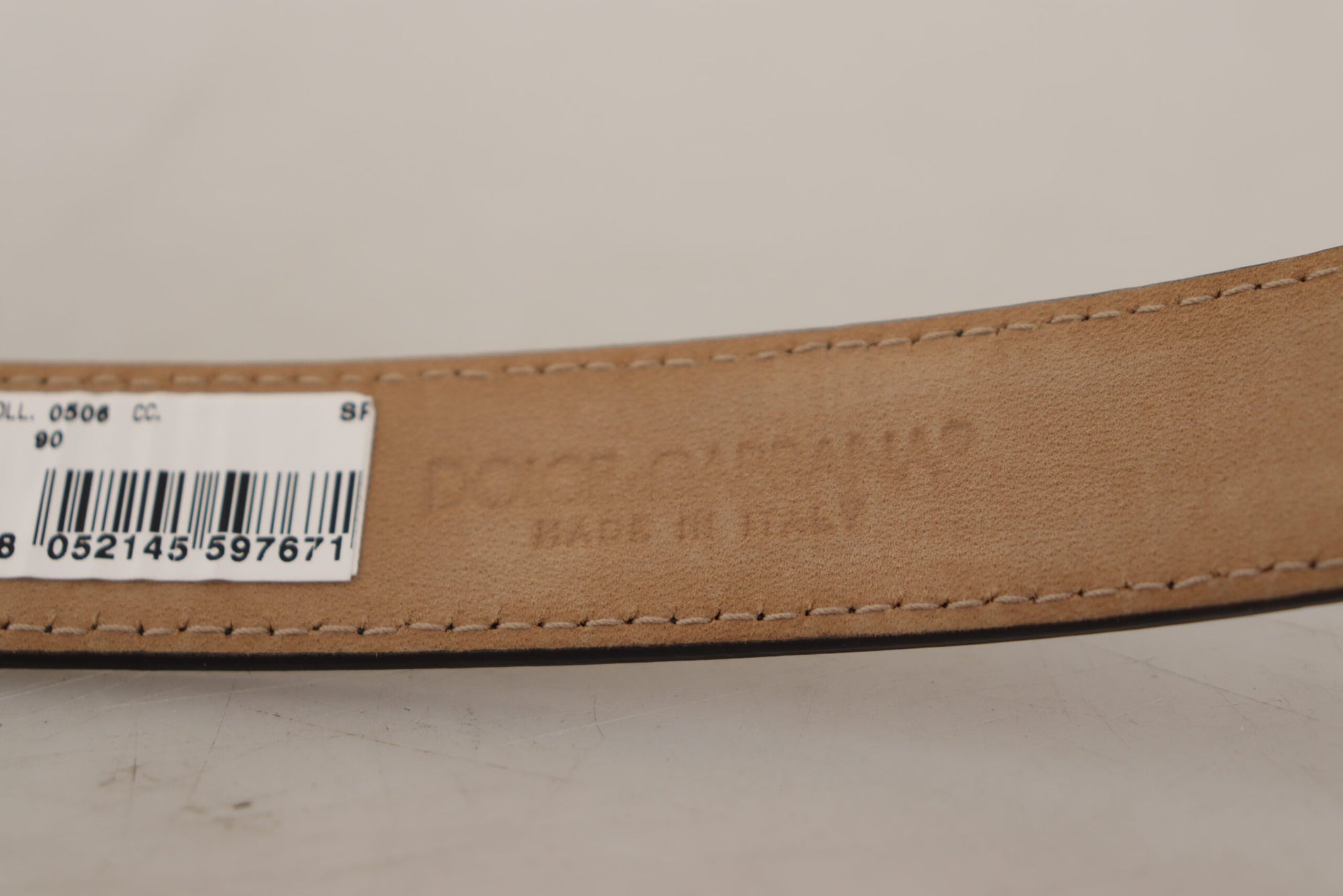 Dolce & Gabbana Black Calf Leather Logo Engraved Metal Buckle Belt - Maison Luxe